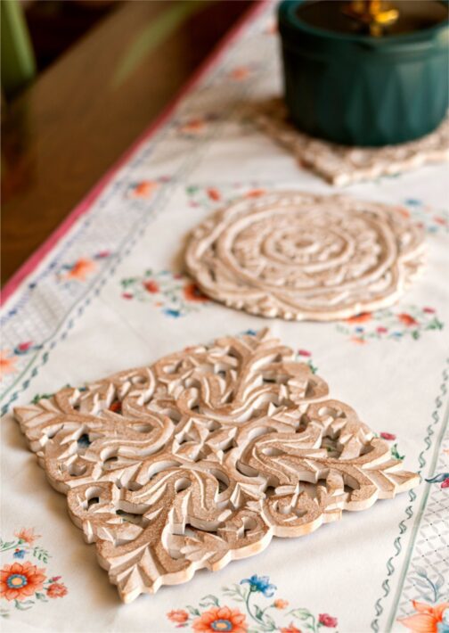 Ivory Recycled Wood Trivets - Image 2