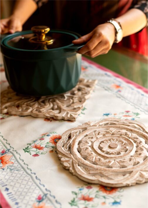 Ivory Recycled Wood Trivets