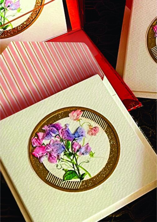 Sweetpeas Note Card- Folded