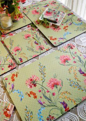 Monsoon Green Recycled Wood Mats – Set of 4