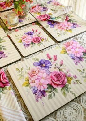 Roses Recycled Wood Mats – Set of 4
