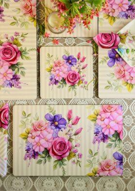Roses Recycled Wood Mats – Set of 4