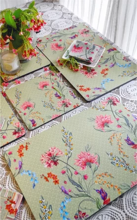Monsoon Green Recycled Wood Mats – Set of 4