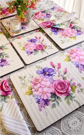 Roses Recycled Wood Mats – Set of 4